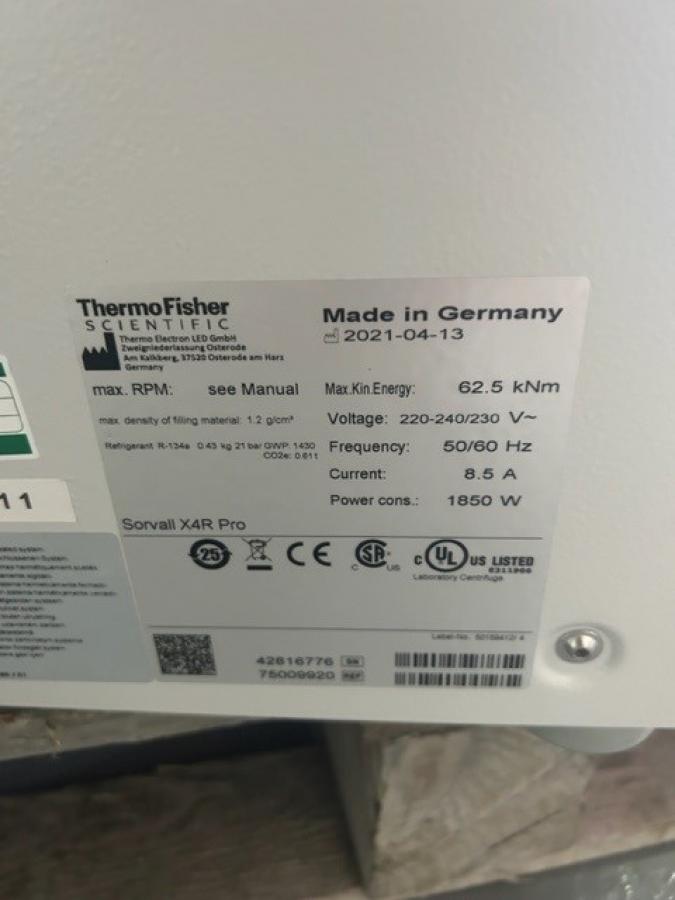 Centrífuga para laboratorio Thermo Fisher Scientific Sorvall X4R Pro Series Centrifuge
